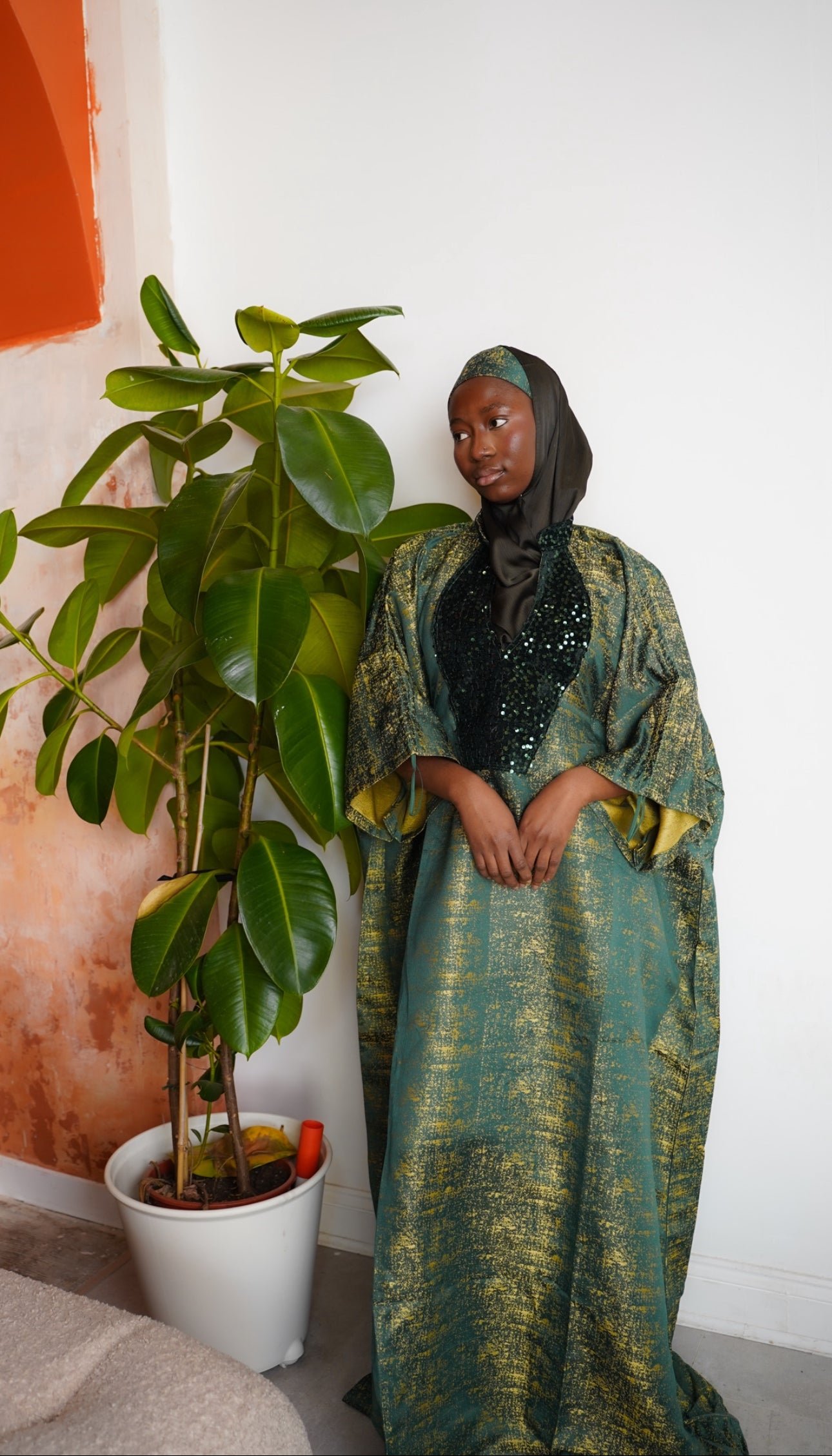 Green n gold luxe boubou dress